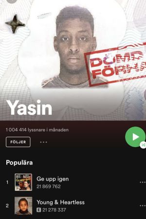 Screen capture of Yaseen Spotify