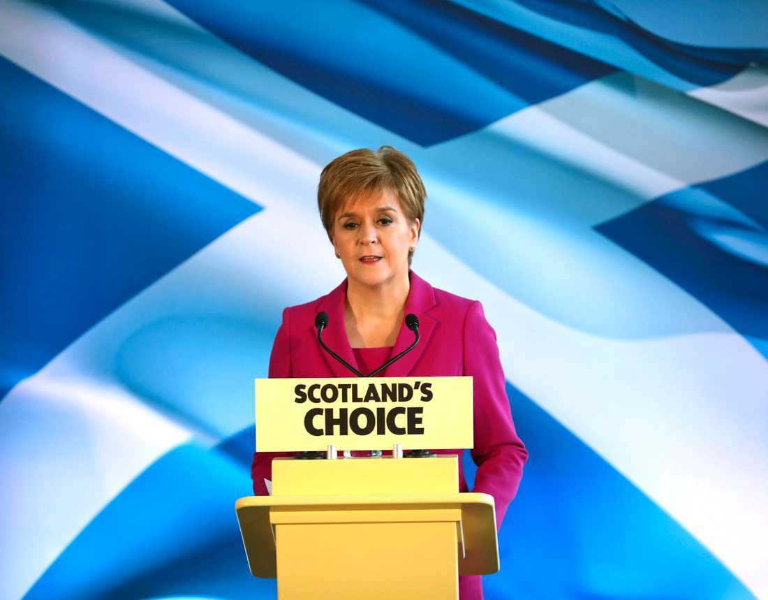 Nationalist Party SNP leader Nicola Sturgeon during a speech in 2019.