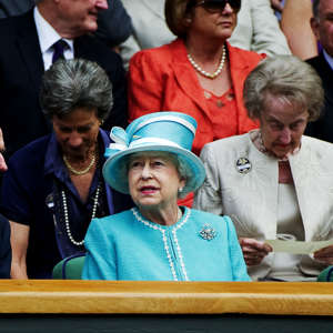 100624 Tennis, Wimbledon, Day 4: Queen Elizabeth II of Great Britain attends the match between Andy Murray, Great Britain, and Jarkko Nieminen, Finland.  © Bildbyrån - 85702