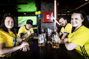 Swedish supporters in the stands in St. Petersburg.