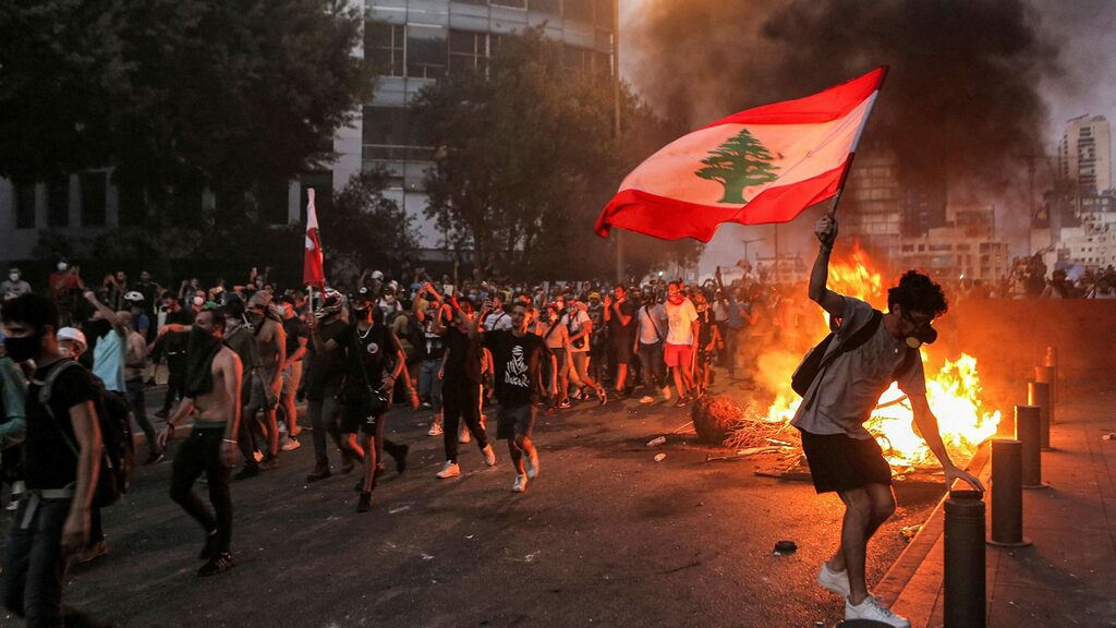 Riot police opened fire on protesters in Beirut