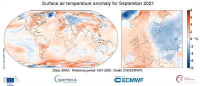 Copernicus: September 2021 was the fourth warmest in the world
