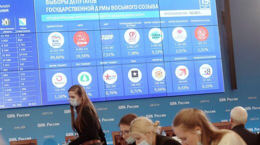 At the Russian Central Elections Committee in Moscow on September 20, 2021, the day after the blatantly rigged Duma elections ended.  The CEC sometimes intervenes against individual LECs who cheat, but the vast majority of cases are never investigated.