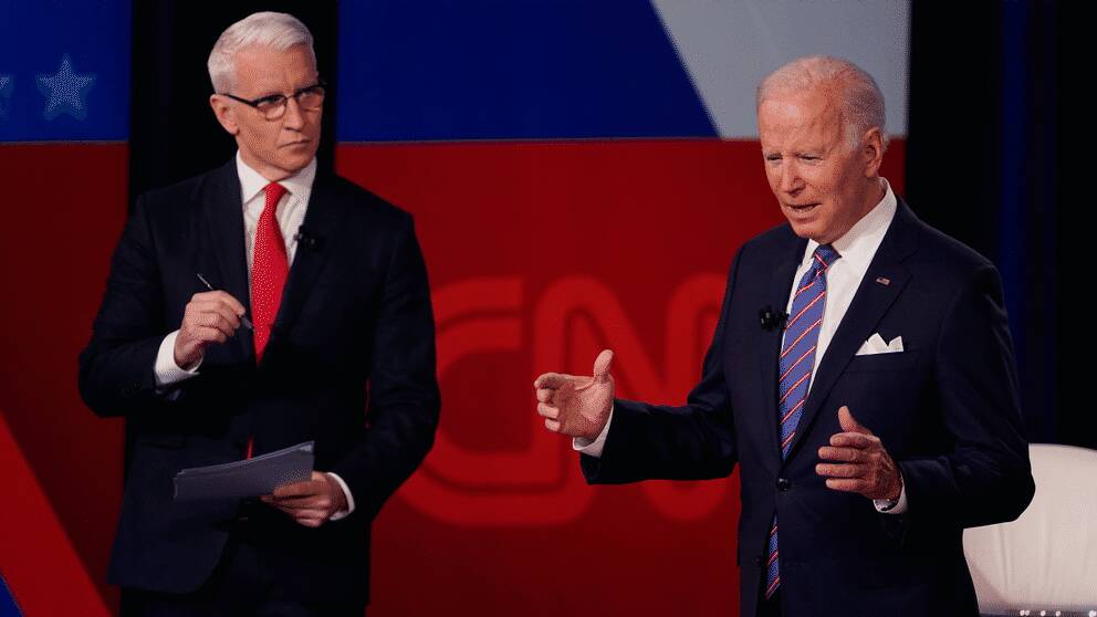 US President Joe Biden attends a CNN hearing in Baltimore, Maryland. 