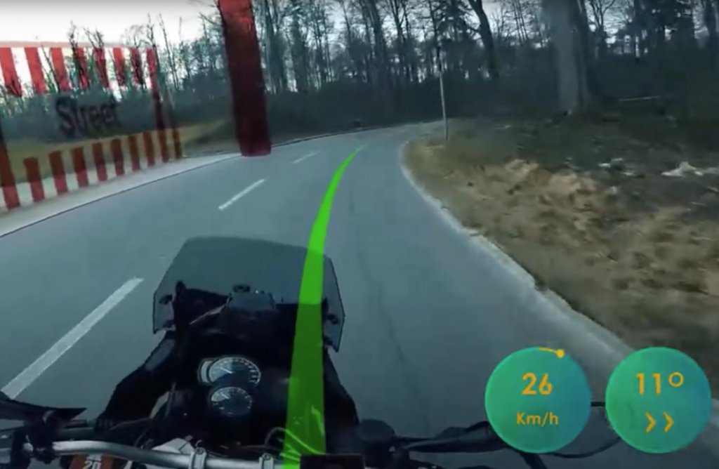 Their AR screen shows how motorcyclists should drive