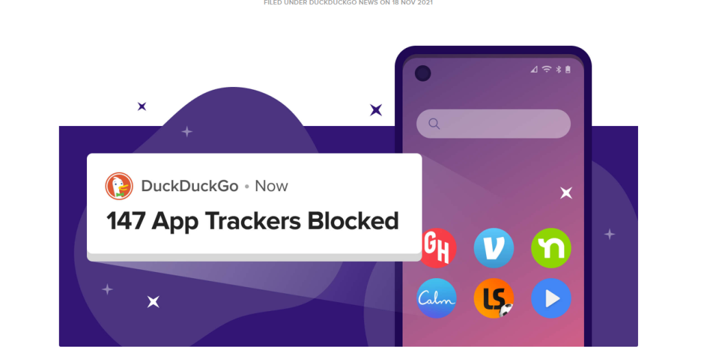 Duckduckgo blocks tracking attempts on Android