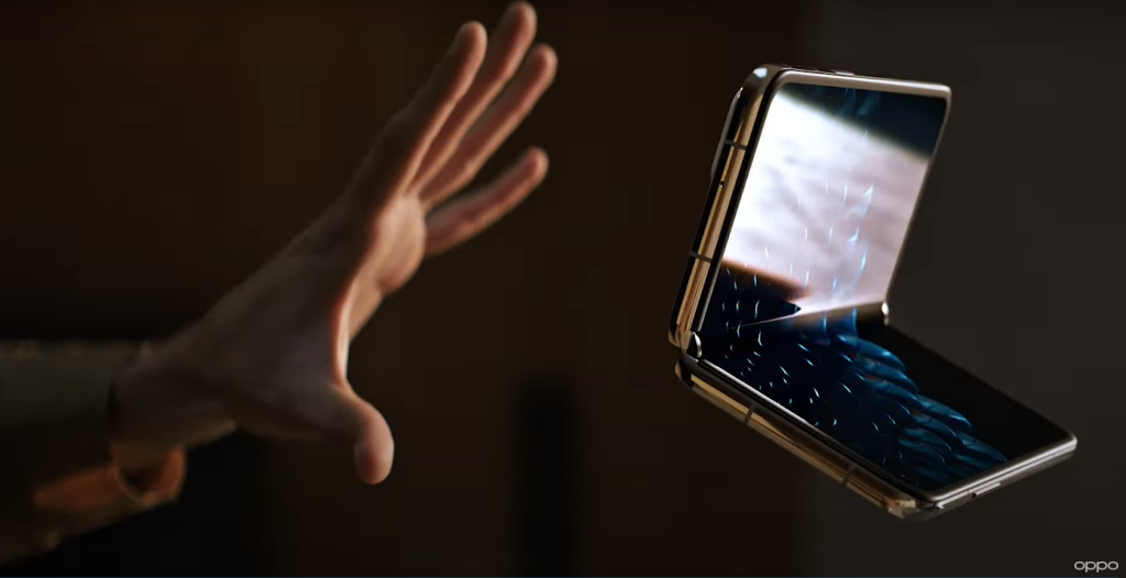 Oppo shows a foldable mobile phone - which the Galaxy Fold lacks