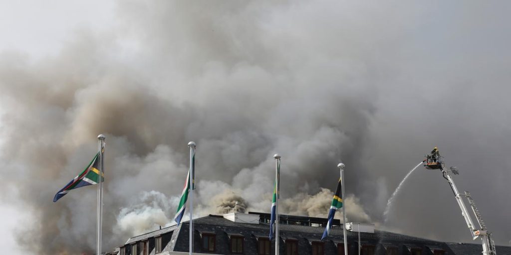 Parliamentary fire in South Africa caught up again