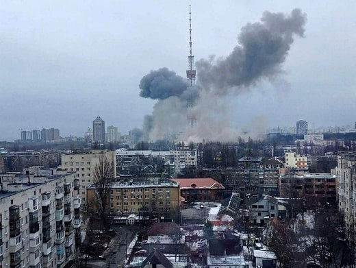 Yesterday, the 385-meter-high TV tower in Kyiv was hit by missiles.