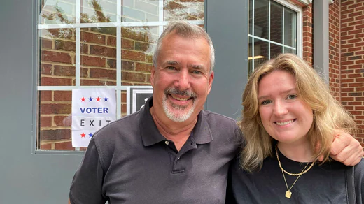Jim and Julia, father and daughter, vote for Republican Brian Kemp to block Trump candidates.