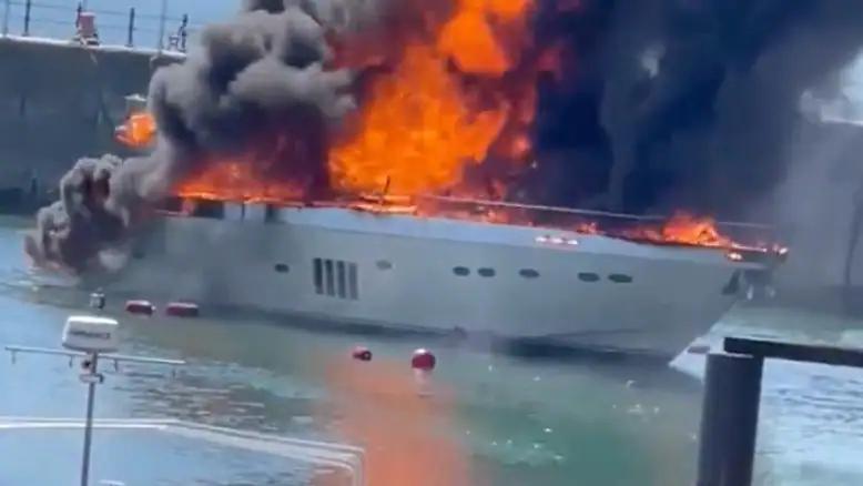 So, the luxury yacht started to burn in Torquay