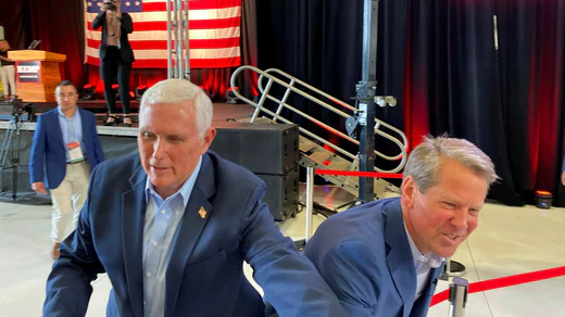 The night before the Georgia primary, former Vice President Mike Pence campaigned alongside Brian Kemp, who then won big prizes.