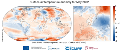 Copernicus: May 2022 was the 5th warmest country in the world with record temperature in southwest Europe
