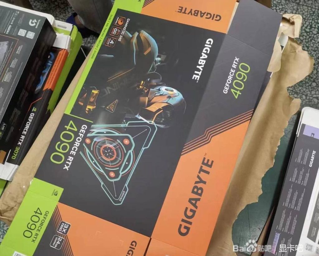 Geforce RTX 4090 from Gigabyte appears in front of the camera