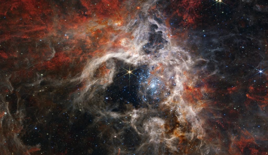 The James Webb Telescope has photographed the Tarantula Nebula.  A closer look at how stars are born.