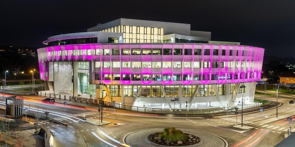 The Essity House in Mölndal will glow pink every Wednesday in October