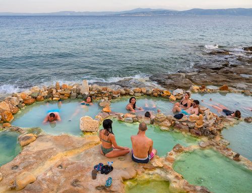 The hot springs of Edipsos in northern Evia are a popular destination.